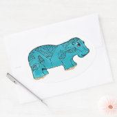 Egyptische Happy Hippo Ovale Sticker (Envelop)