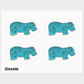 Egyptische Happy Hippo Ovale Sticker (Vel)