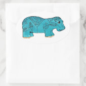 Egyptische Happy Hippo Ovale Sticker (Tas)