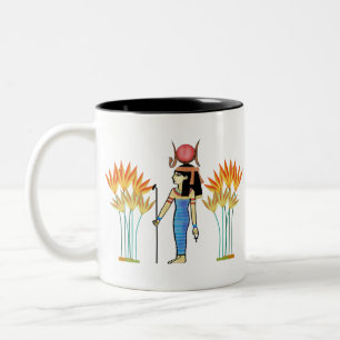 Egyptische Hathor godin van liefde Egyptische kuns Tweekleurige Koffiemok
