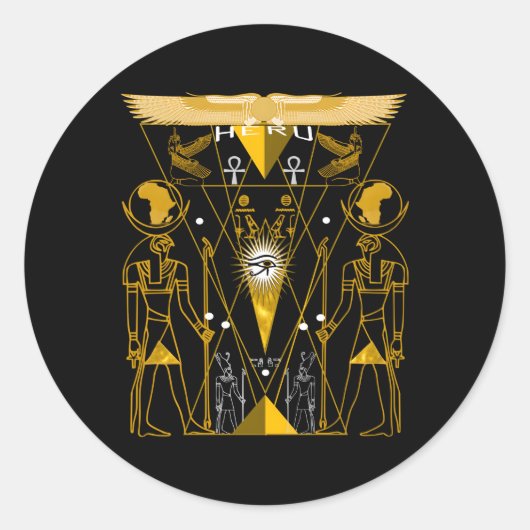 Egyptische Heilige Geometrie Horus Heru Ronde Sticker (Voorkant)