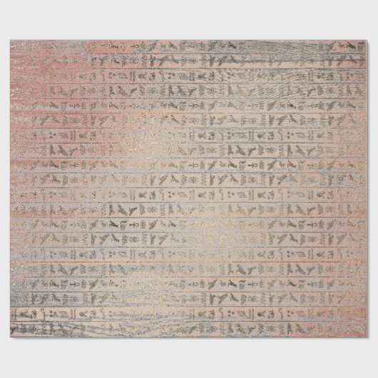 Egyptische Herogliefen Silver Foxier Blush Roos Wo Cadeaupapier (Vlak)