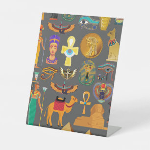 Egyptische Hiërarchie voor Symbool Patroon Reclamebord Met Voetstuk