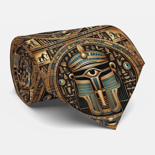 Egyptische hiërogliefen Anubis Osiris Oog van Horu Stropdas (Opgerold)