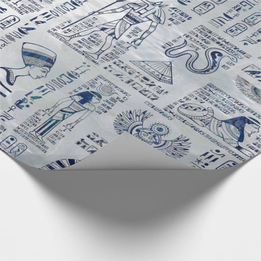 Egyptische hiërogliefen en alleenstaande godslaste cadeaupapier (Hoek)