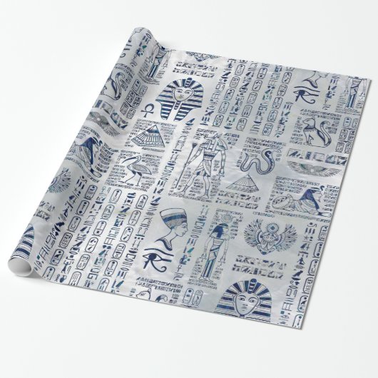 Egyptische hiërogliefen en alleenstaande godslaste cadeaupapier (Uitgerold)