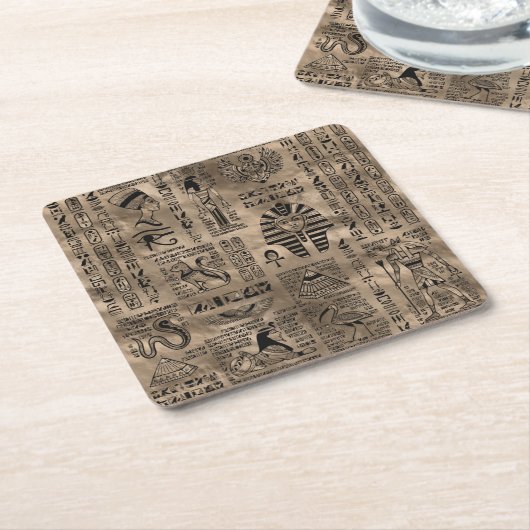 Egyptische hiërogliefen en goddelheden - Luxury Go Kartonnen Onderzetters (Schuin)