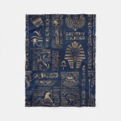 Egyptische hiërogliefen en goddelijk goud op marme fleece deken (Voorkant)