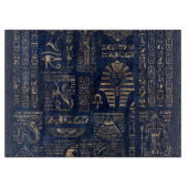 Egyptische hiërogliefen en goddelijk goud op marme snijplank (Voorkant)