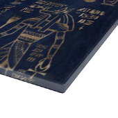 Egyptische hiërogliefen en goddelijk goud op marme snijplank (Hoek)