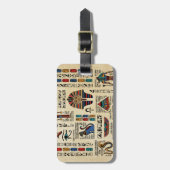 Egyptische hiërogliefen en goden op papyrus bagagelabel (Voorkant verticaal)