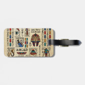 Egyptische hiërogliefen en goden op papyrus bagagelabel (Achterkant horizontaal)