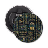 Egyptische hiërogliefen en godheden - Abalone en g Button Flesopener (Voorkant)