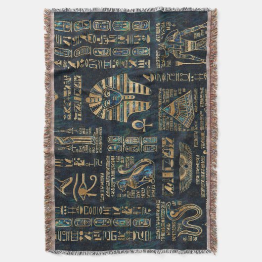 Egyptische hiërogliefen en godheden - Abalone en g Deken (Voorkant Verticaal)