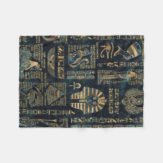 Egyptische hiërogliefen en godheden - Abalone en g Fleece Deken (Voorkant (Horizontaal))