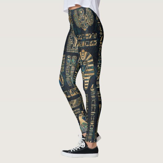 Egyptische hiërogliefen en godheden - Abalone en g Leggings (Links)