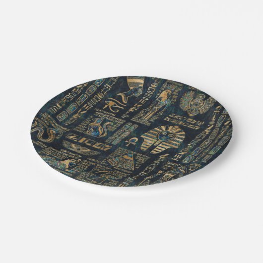 Egyptische hiërogliefen en godheden - Abalone en g Papieren Bordje (Gekanteld)