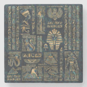 Egyptische hiërogliefen en godheden - Abalone en g Stenen Onderzetter (Voorkant)