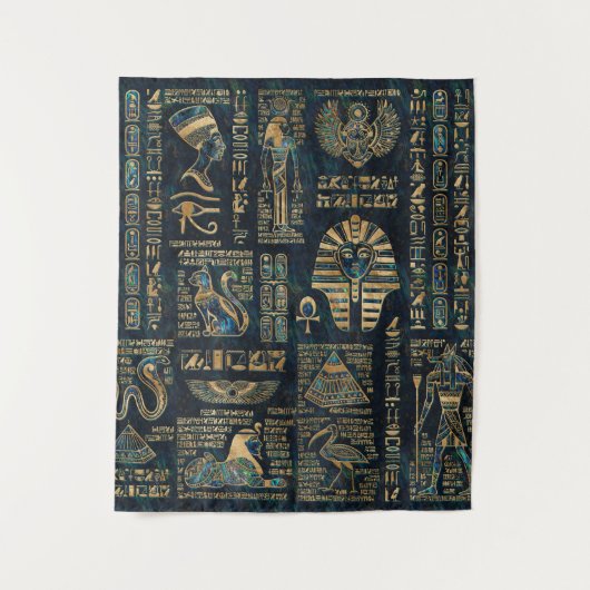 Egyptische hiërogliefen en godheden - Abalone en g Wandkleed (Voorkant)