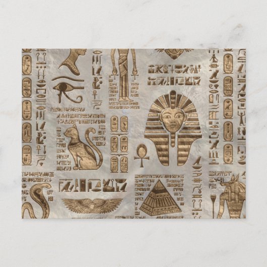 Egyptische hiërogliefen en godheden -  goud briefkaart (Voorkant)