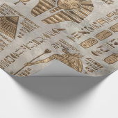 Egyptische hiërogliefen en godheden - goud cadeaupapier (Hoek)