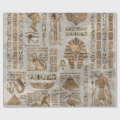 Egyptische hiërogliefen en godheden - goud cadeaupapier (Vlak)