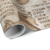 Egyptische hiërogliefen en godheden - goud cadeaupapier (Rol Hoek)