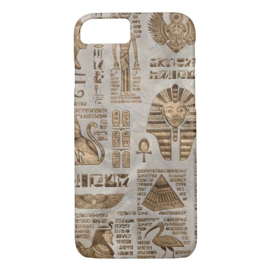 Egyptische hiërogliefen en godheden -  goud Case-Mate iPhone case (Achterkant)