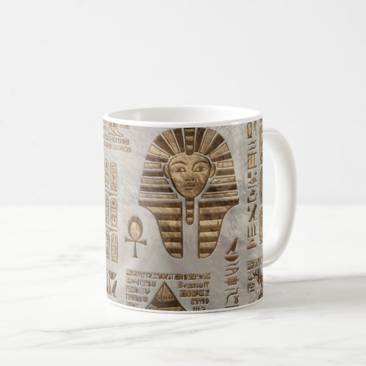 Egyptische hiërogliefen en godheden -  goud koffiemok (Voorkant rechts)