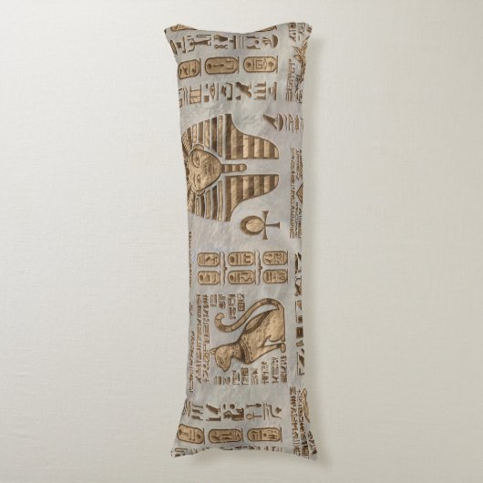 Egyptische hiërogliefen en godheden -  goud lichaamskussen (Voorkant Verticaal)