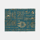 Egyptische hiërogliefen en godheden - Goud op blau Fleece Deken (Voorkant (Horizontaal))