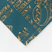 Egyptische hiërogliefen en godheden - Goud op blau Fleece Deken (Hoek)