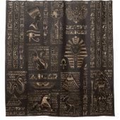 Egyptische hiërogliefen en godheden - goud op hout douchegordijn (Voorkant)