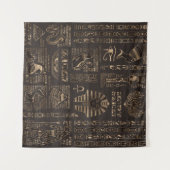 Egyptische hiërogliefen en godheden - goud op hout wandkleed (Voorkant (horizontaal))