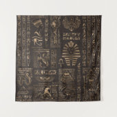 Egyptische hiërogliefen en godheden - goud op hout wandkleed (Voorkant)