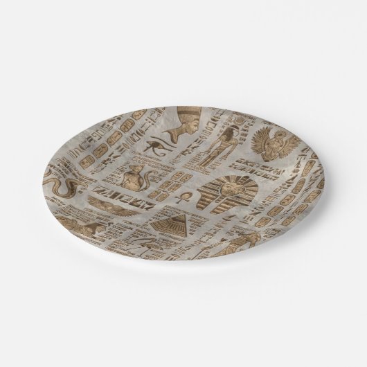 Egyptische hiërogliefen en godheden -  goud papieren bordje (Gekanteld)