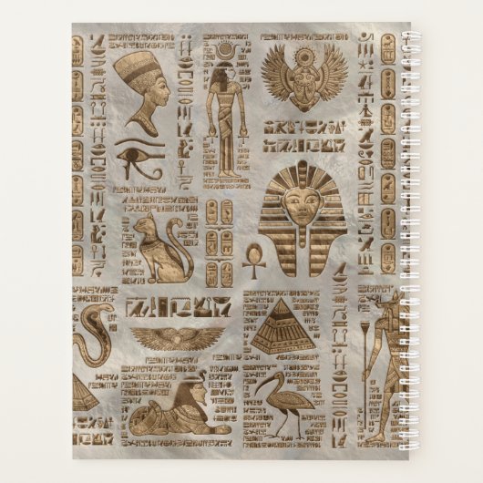 Egyptische hiërogliefen en godheden -  goud planner (Achterkant)