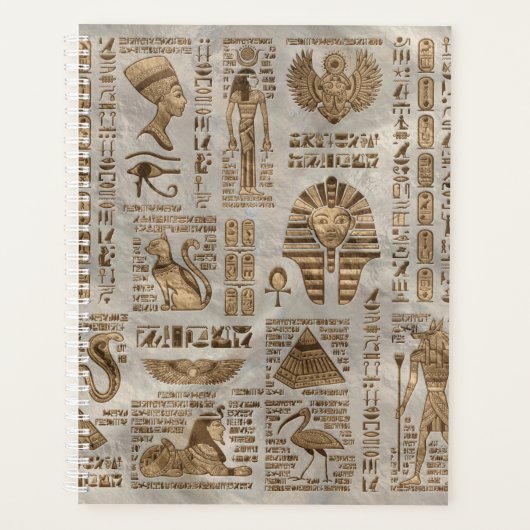Egyptische hiërogliefen en godheden -  goud planner (Voorkant)