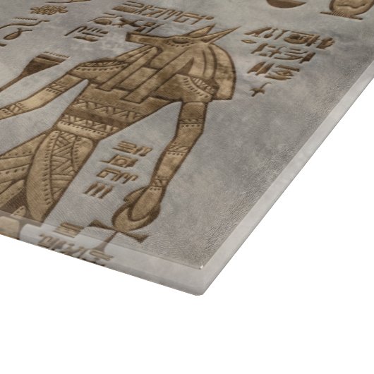Egyptische hiërogliefen en godheden -  goud snijplank (Hoek)