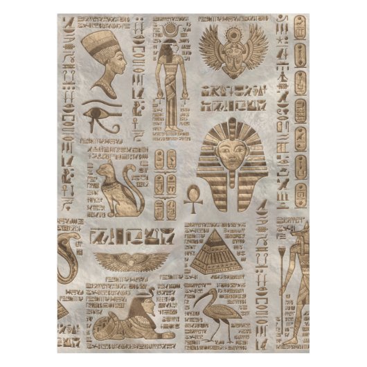 Egyptische hiërogliefen en godheden -  goud tafelkleed (Voorkant)