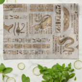 Egyptische hiërogliefen en godheden -  goud theedoek (Gevouwen)