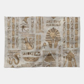 Egyptische hiërogliefen en godheden -  goud theedoek (Horizontaal)