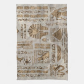 Egyptische hiërogliefen en godheden -  goud theedoek (Verticaal)