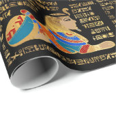 Egyptische hiërogliefen en godheden in zwart cadeaupapier (Rol Hoek)