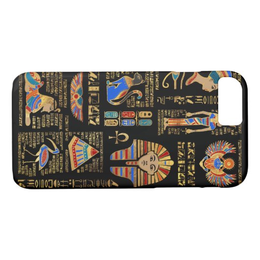 Egyptische hiërogliefen en godheden in zwart Case-Mate iPhone case (Achterkant (Horizontaal))