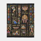 Egyptische hiërogliefen en godheden in zwart fleece deken (Voorkant)