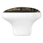 Egyptische hiërogliefen en godheden in zwart keramische knop (Zijkant)