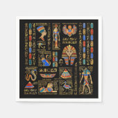 Egyptische hiërogliefen en godheden in zwart servet (Voorkant)