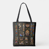 Egyptische hiërogliefen en godheden in zwart tote bag (Achterkant)