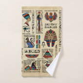 Egyptische hiërogliefen en godheden op papyrus bad handdoek (Handdoek)